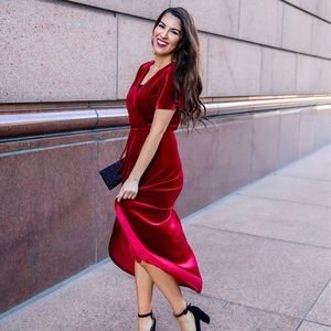 Red Velvet Midi Dress